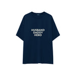 Husband Daddy Hero Oversize Tişört — Lacivert — ön görünüm