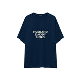 Husband Daddy Hero Oversize Tişört — Lacivert — ön görünüm