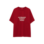 Husband Daddy Hero Oversize Tişört — Kırmızı — ön görünüm