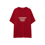 Husband Daddy Hero Oversize Tişört — Kırmızı — ön görünüm