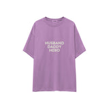 Husband Daddy Hero Oversize Tişört — Lila — ön görünüm