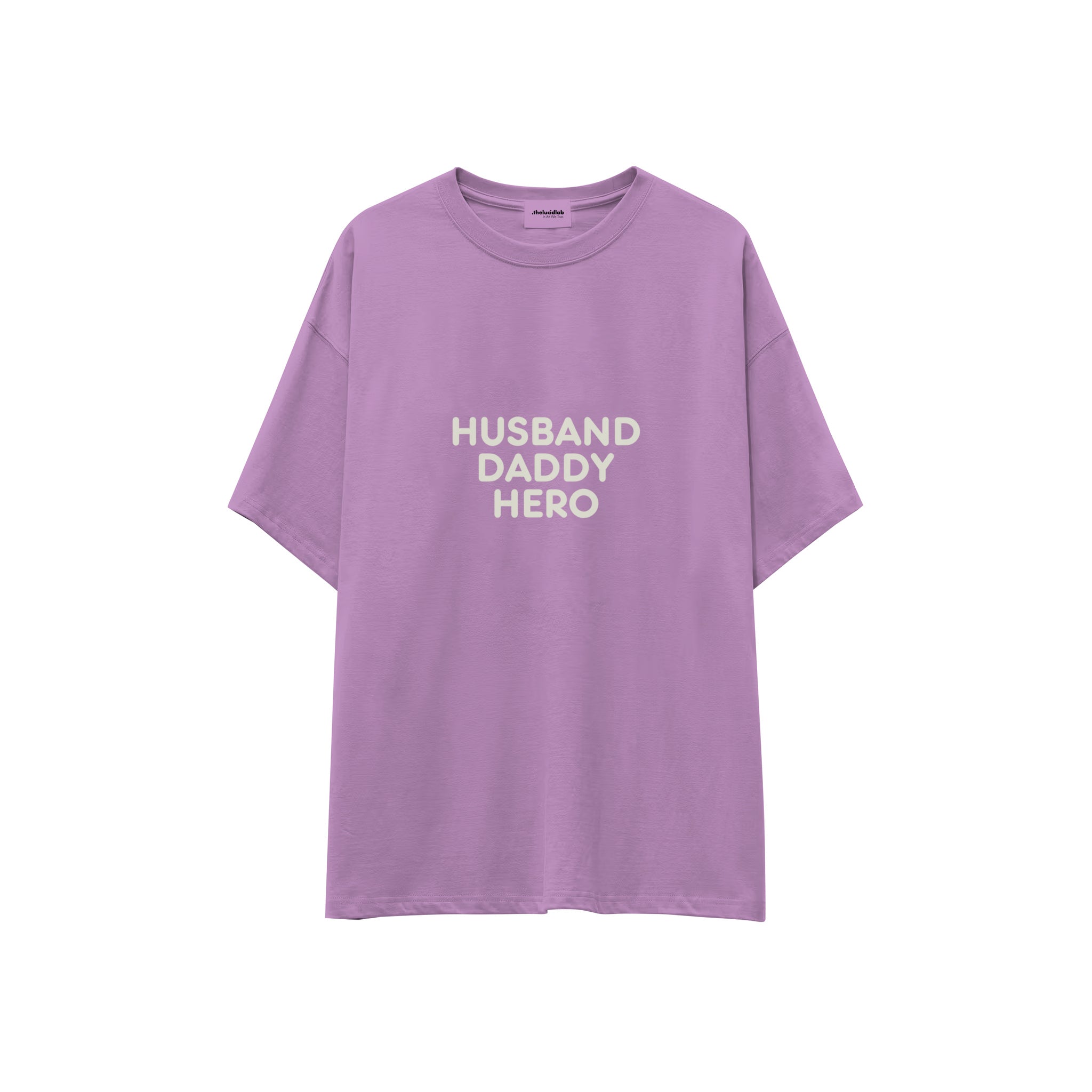 Husband Daddy Hero Oversize Tişört — Lila — ön görünüm