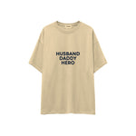 Husband Daddy Hero Oversize Tişört — Krem — ön görünüm