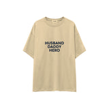 Husband Daddy Hero Oversize Tişört — Krem — ön görünüm