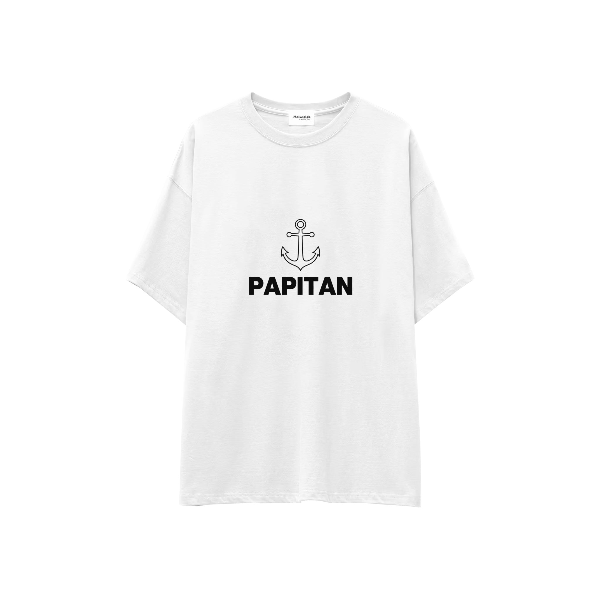Papitan Oversize Tişört — Beyaz — ön görünüm