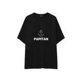 Papitan Oversize Tişört — Siyah — ön görünüm