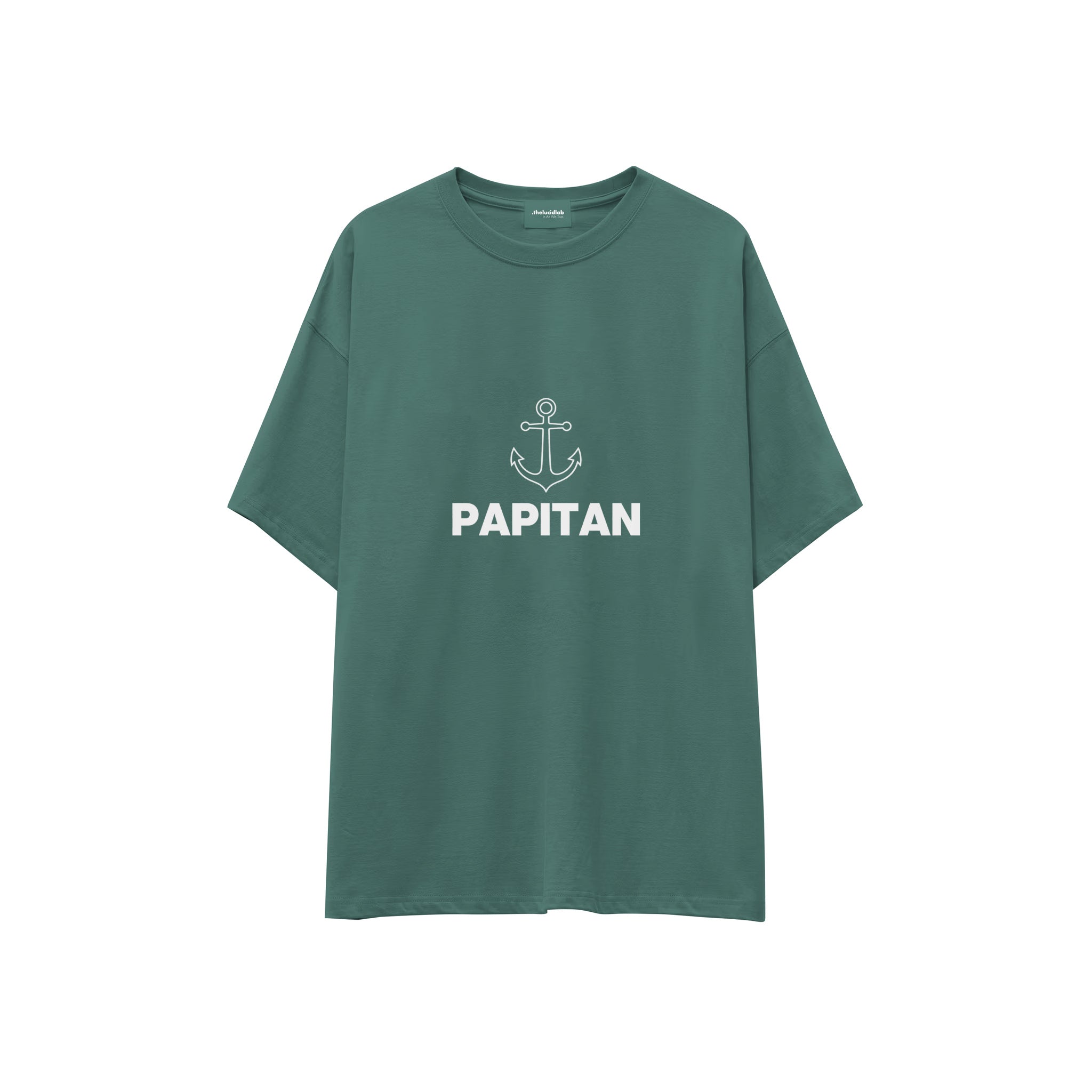 Papitan Oversize Tişört — Yeşil — ön görünüm