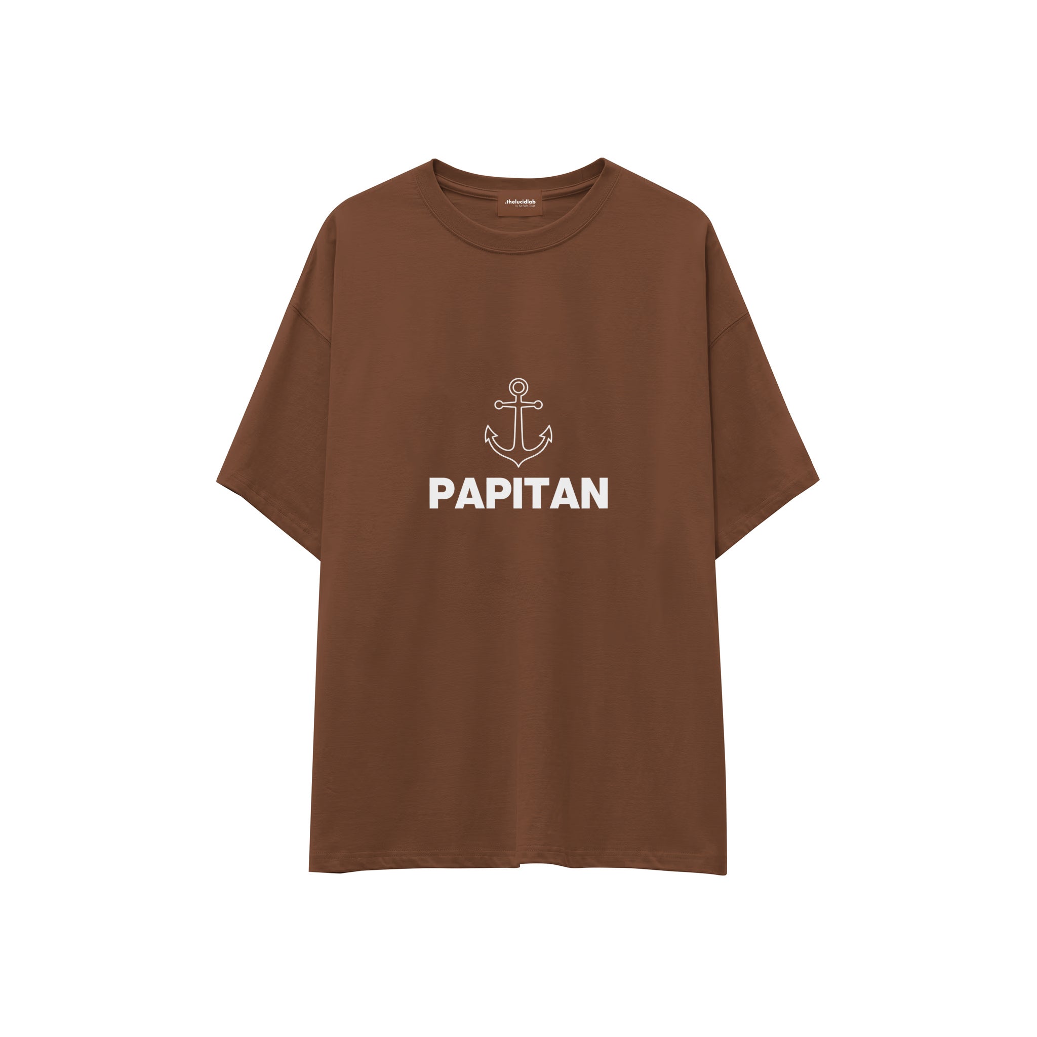 Papitan Oversize Tişört — Kahverengi — ön görünüm
