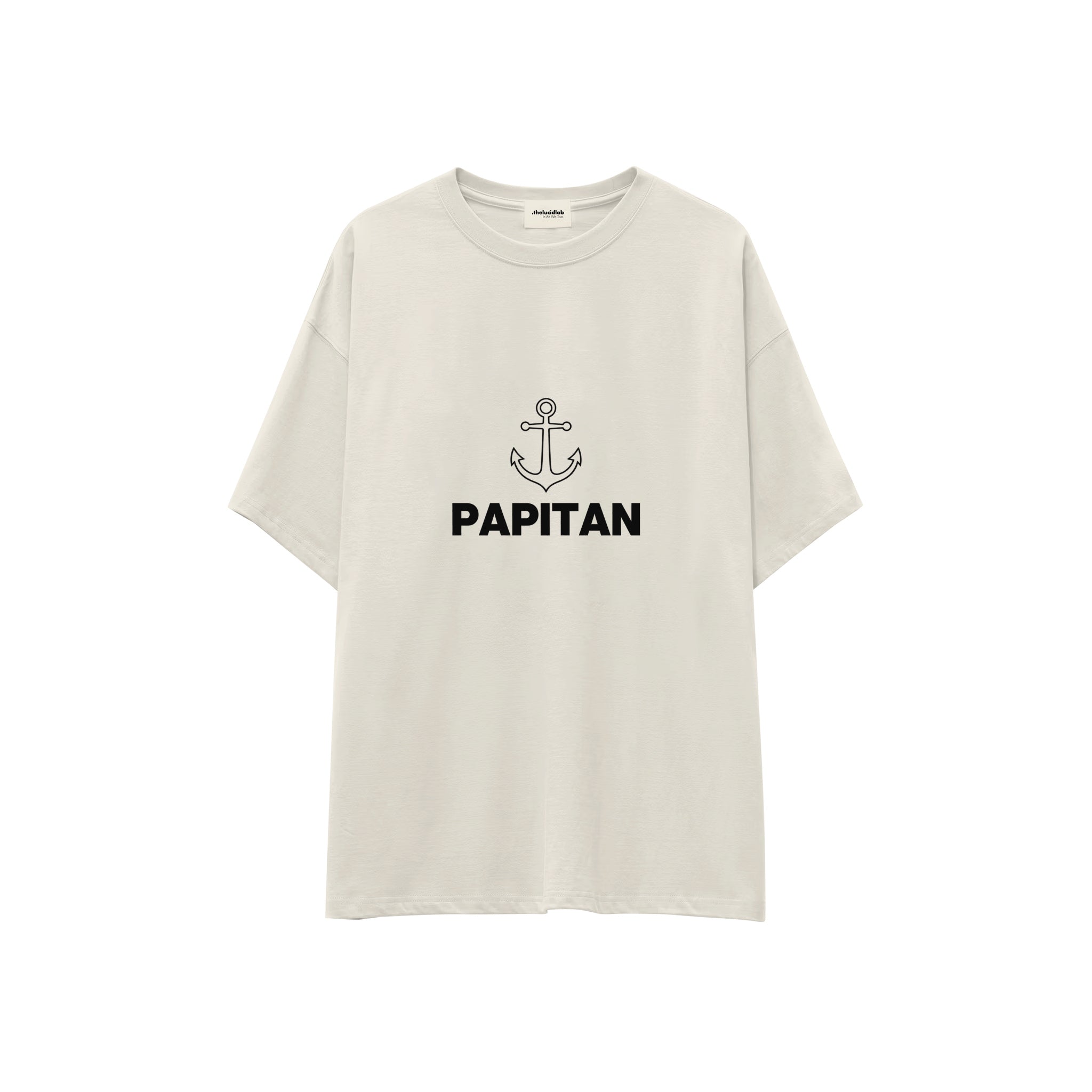 Papitan Oversize Tişört — Ekru — ön görünüm