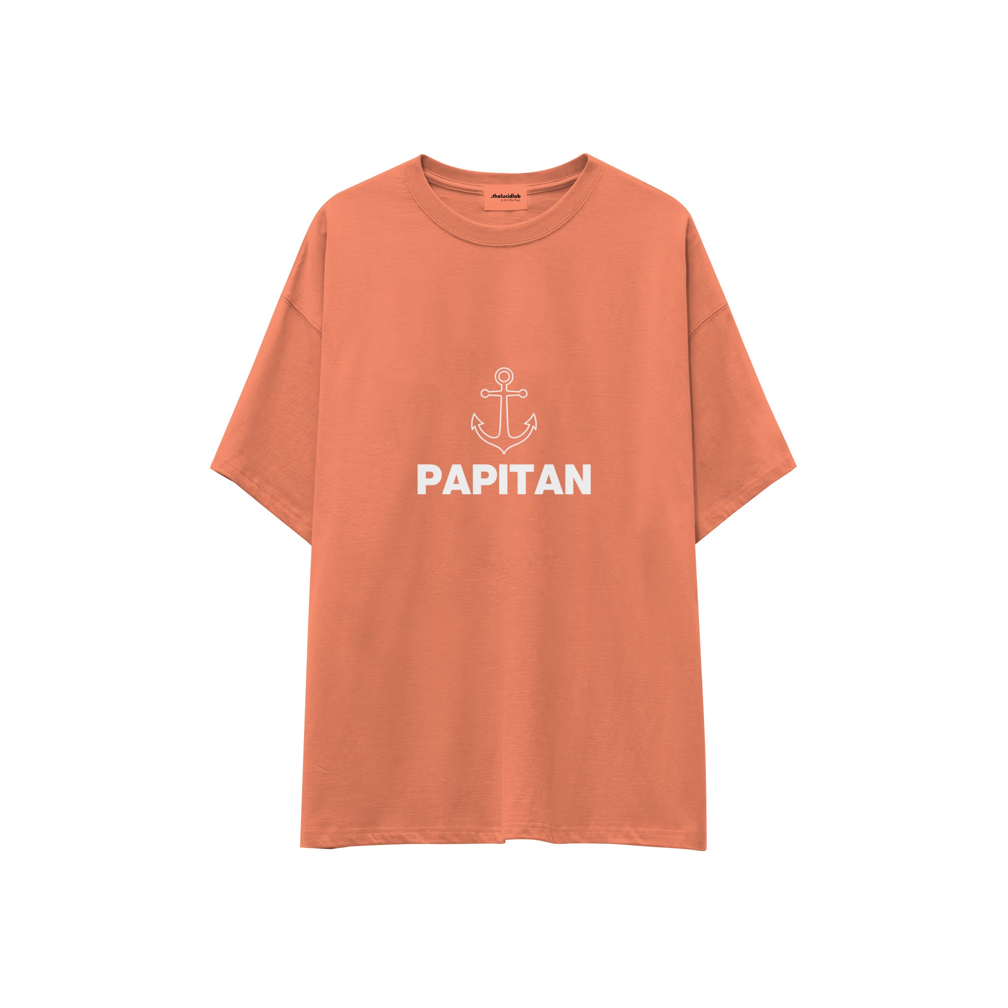 Papitan Oversize Tişört — Somon — ön görünüm