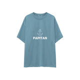 Papitan Oversize Tişört — Çelik Mavi — ön görünüm