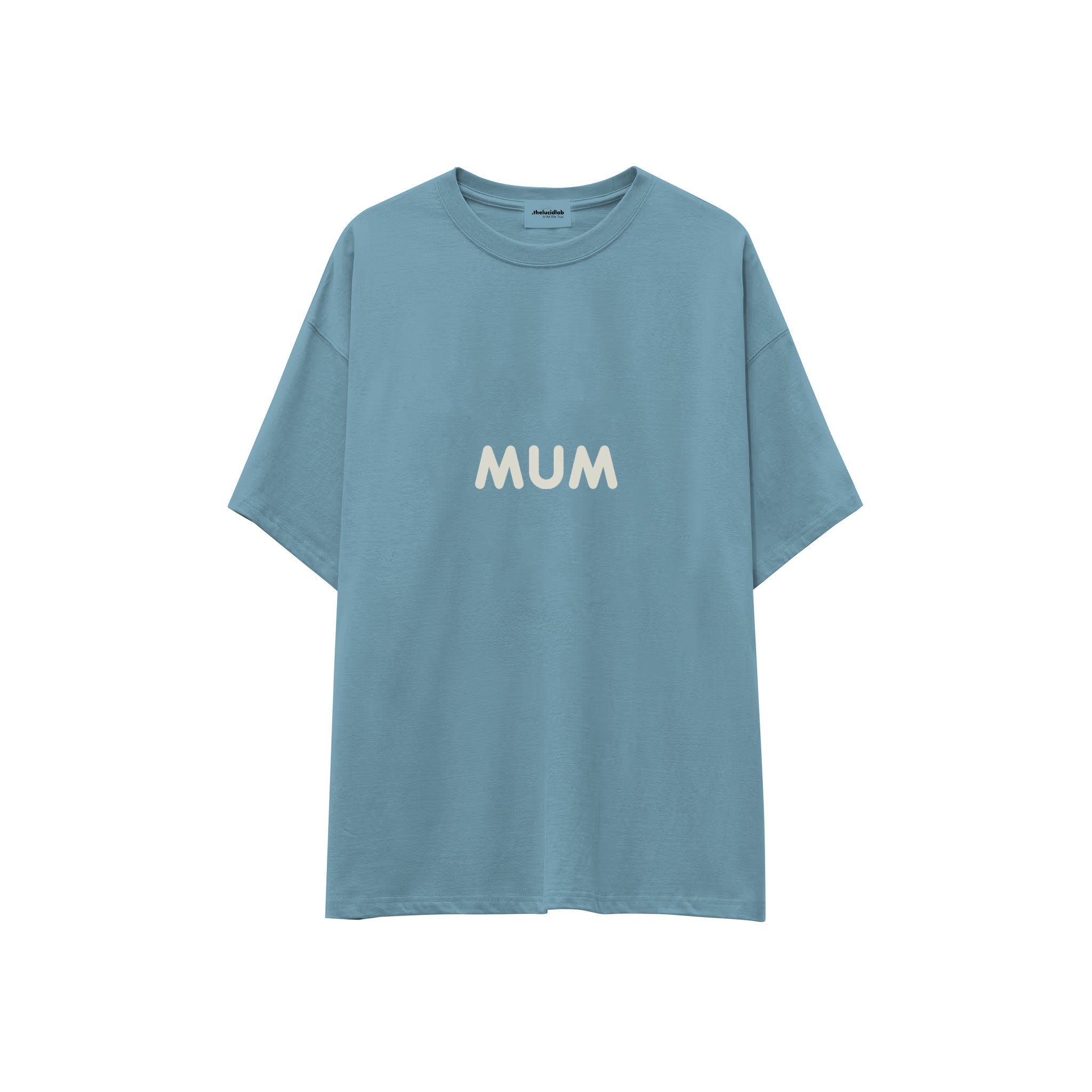 Mum Oversize Tişört — Çelik Mavi — ön görünüm