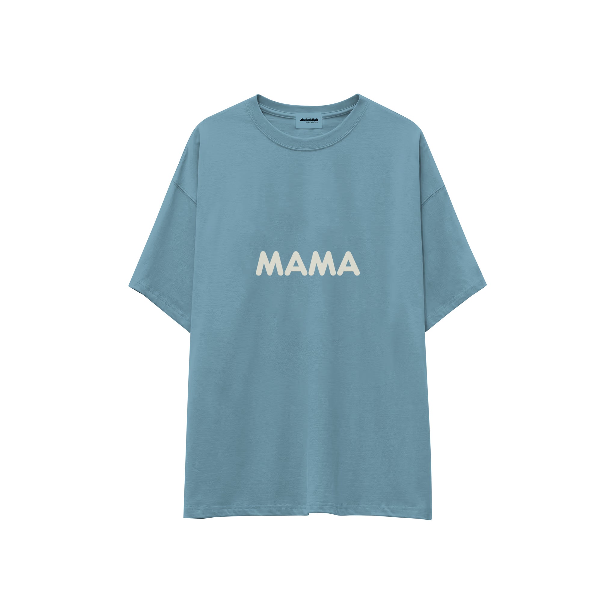 Mama Oversize Tişört — Çelik Mavi — ön görünüm