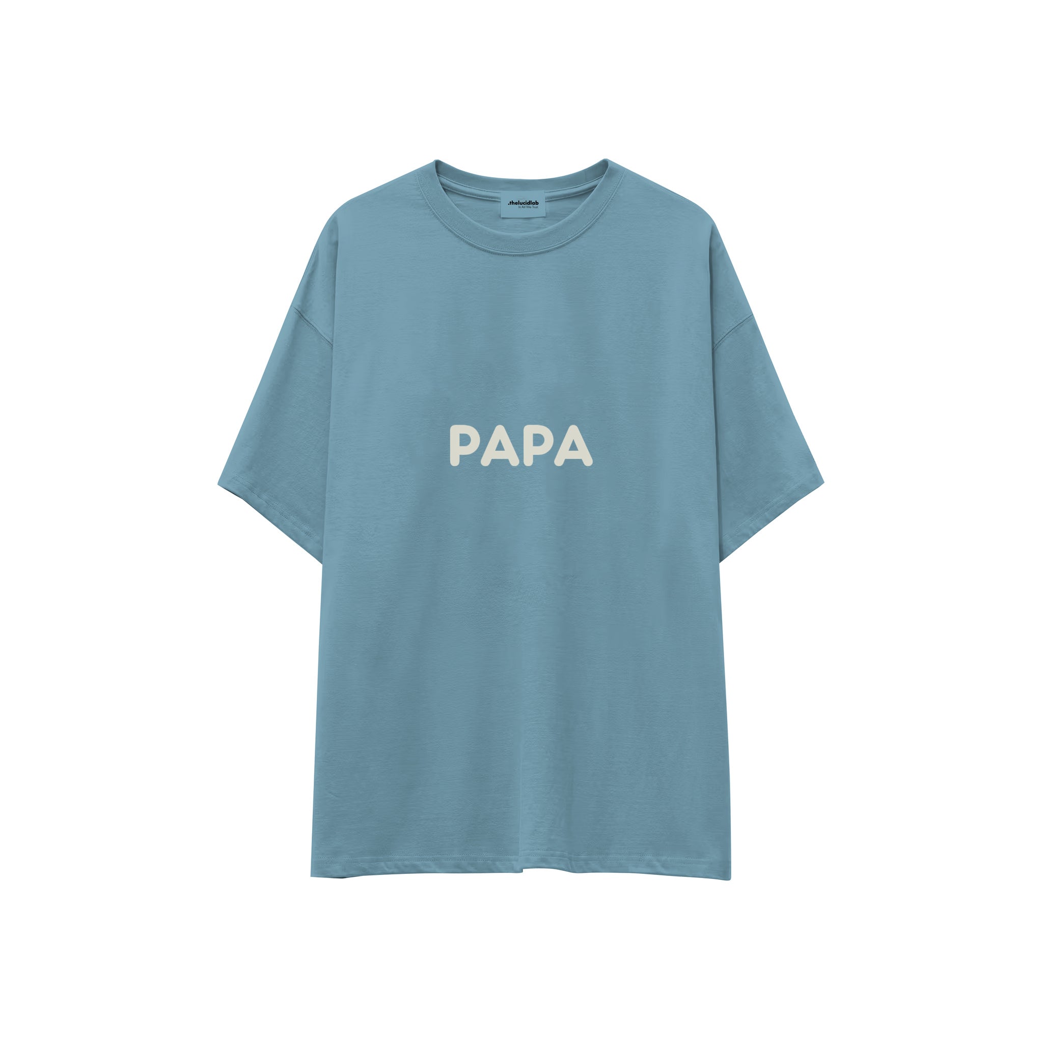 Papa Oversize Tişört — Çelik Mavi — ön görünüm