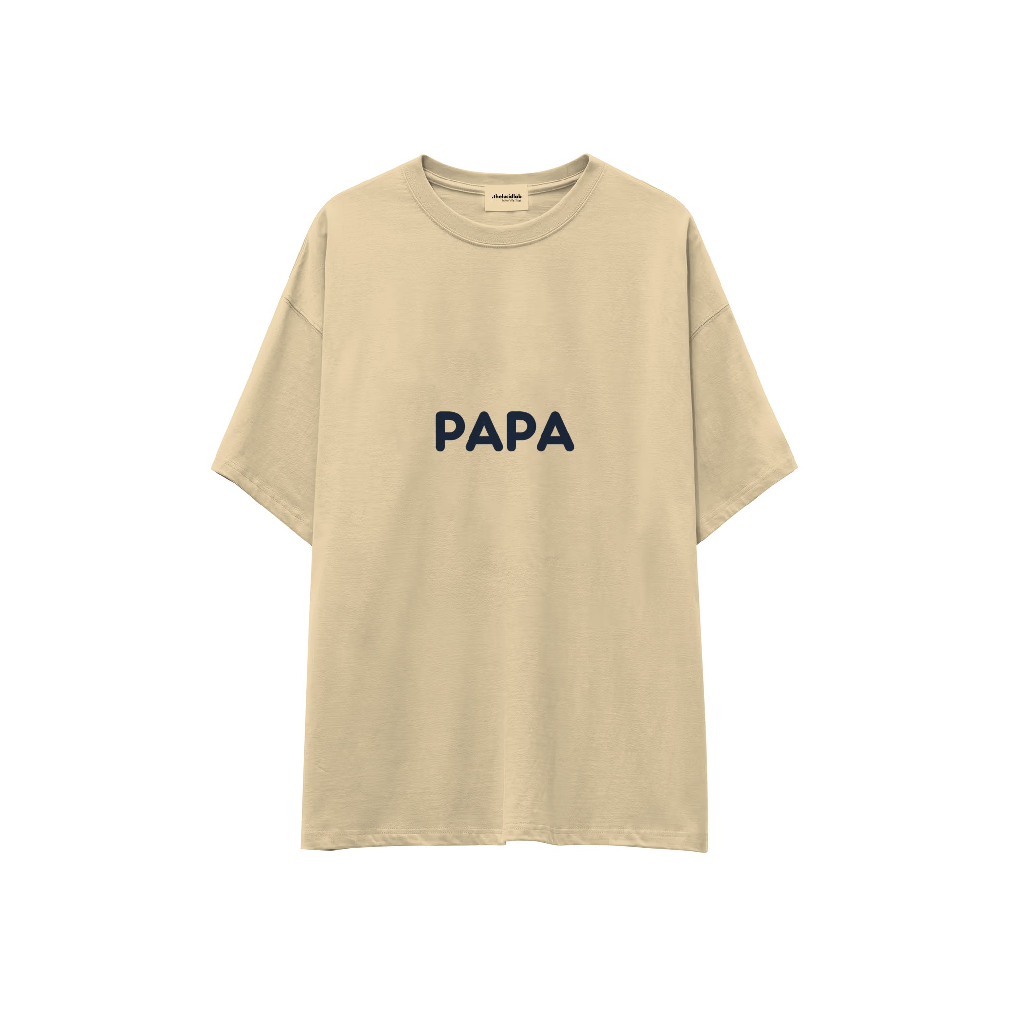 Papa Oversize Tişört — Krem — ön görünüm