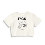 F*CK YOU Pie Chart Crop Tişört – Ekru – ön ana baskı