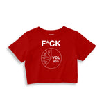 F*CK YOU Pie Chart Crop Tişört – Kırmızı – ön ana baskı