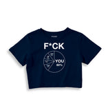 F*CK YOU Pie Chart Crop Tişört – Lacivert – ön ana baskı