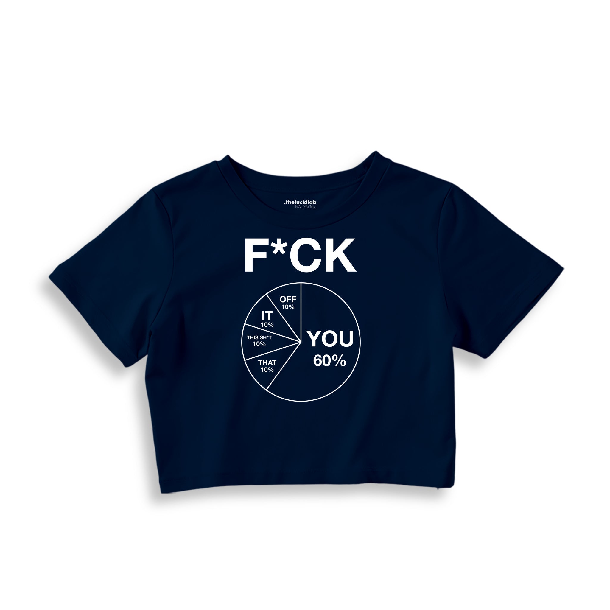 F*CK YOU Pie Chart Crop Tişört – Lacivert – ön ana baskı