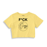 F*CK YOU Pie Chart Crop Tişört – Sarı – ön ana baskı