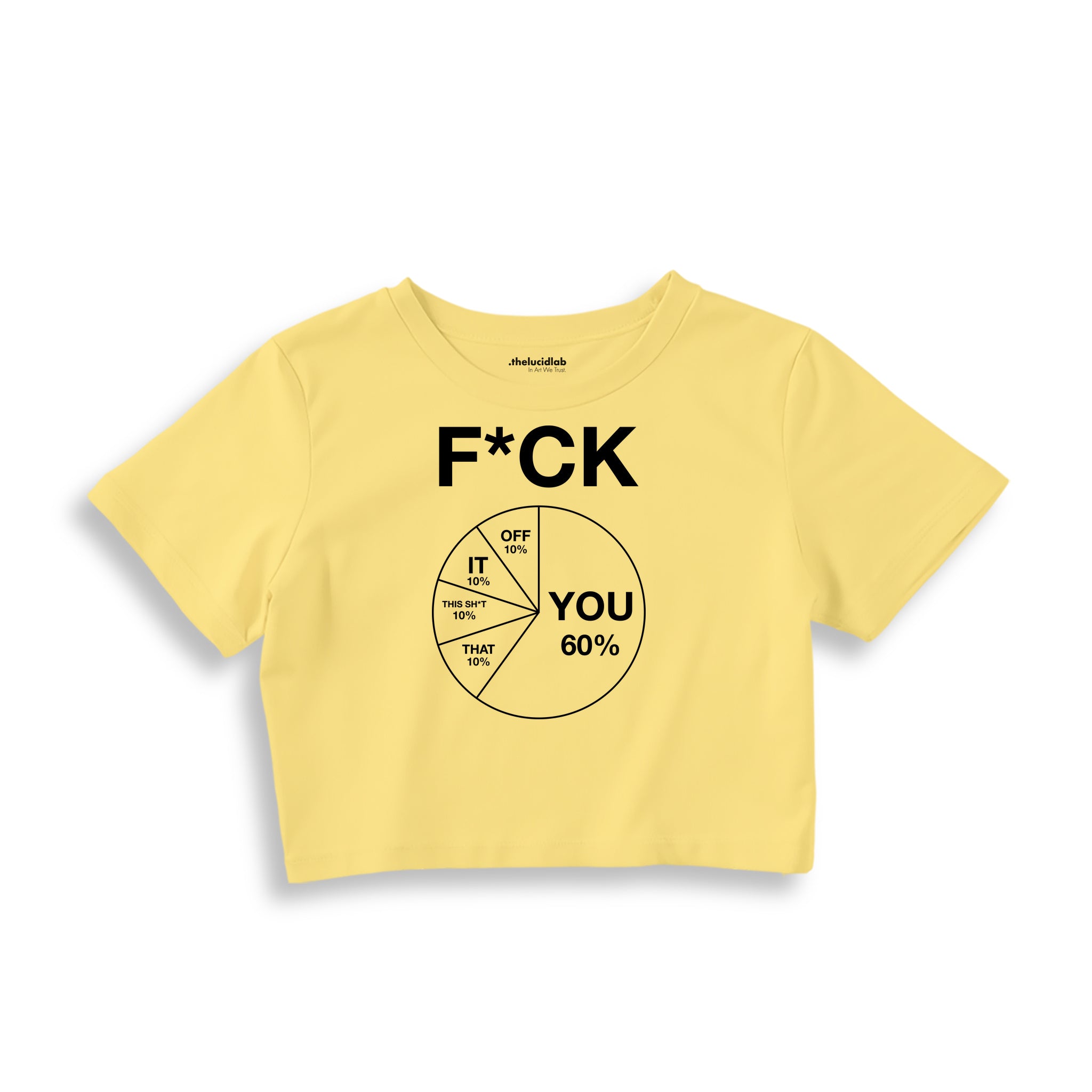 F*CK YOU Pie Chart Crop Tişört – Sarı – ön ana baskı