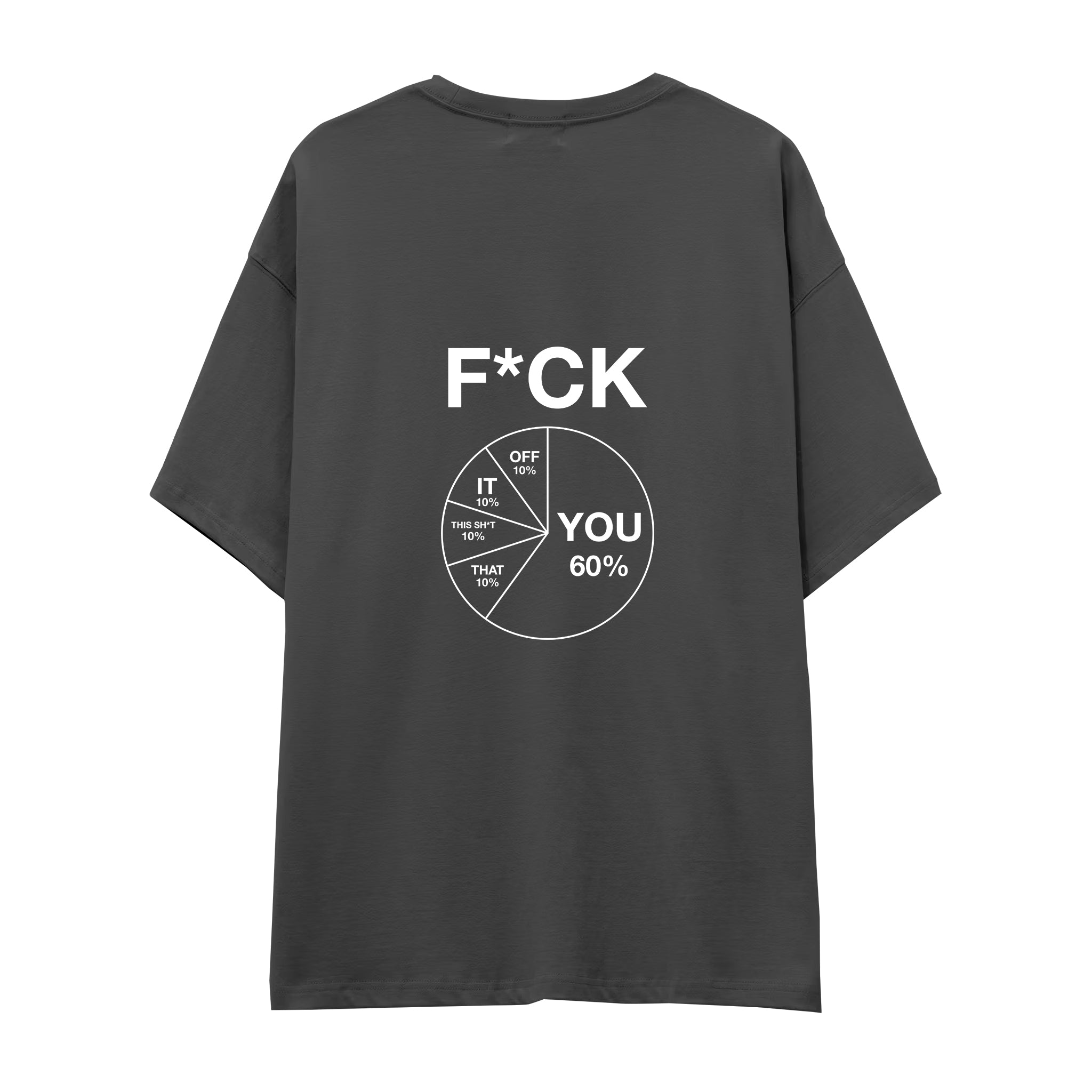 F*CK YOU Pie Chart Oversize Tişört – Antrasit – sırt baskısı