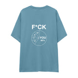 F*CK YOU Pie Chart Oversize Tişört – Çelik Mavi – sırt baskısı