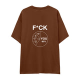 F*CK YOU Pie Chart Oversize Tişört – Kahverengi – sırt baskısı