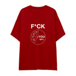 F*CK YOU Pie Chart Oversize Tişört – Kırmızı – sırt baskısı