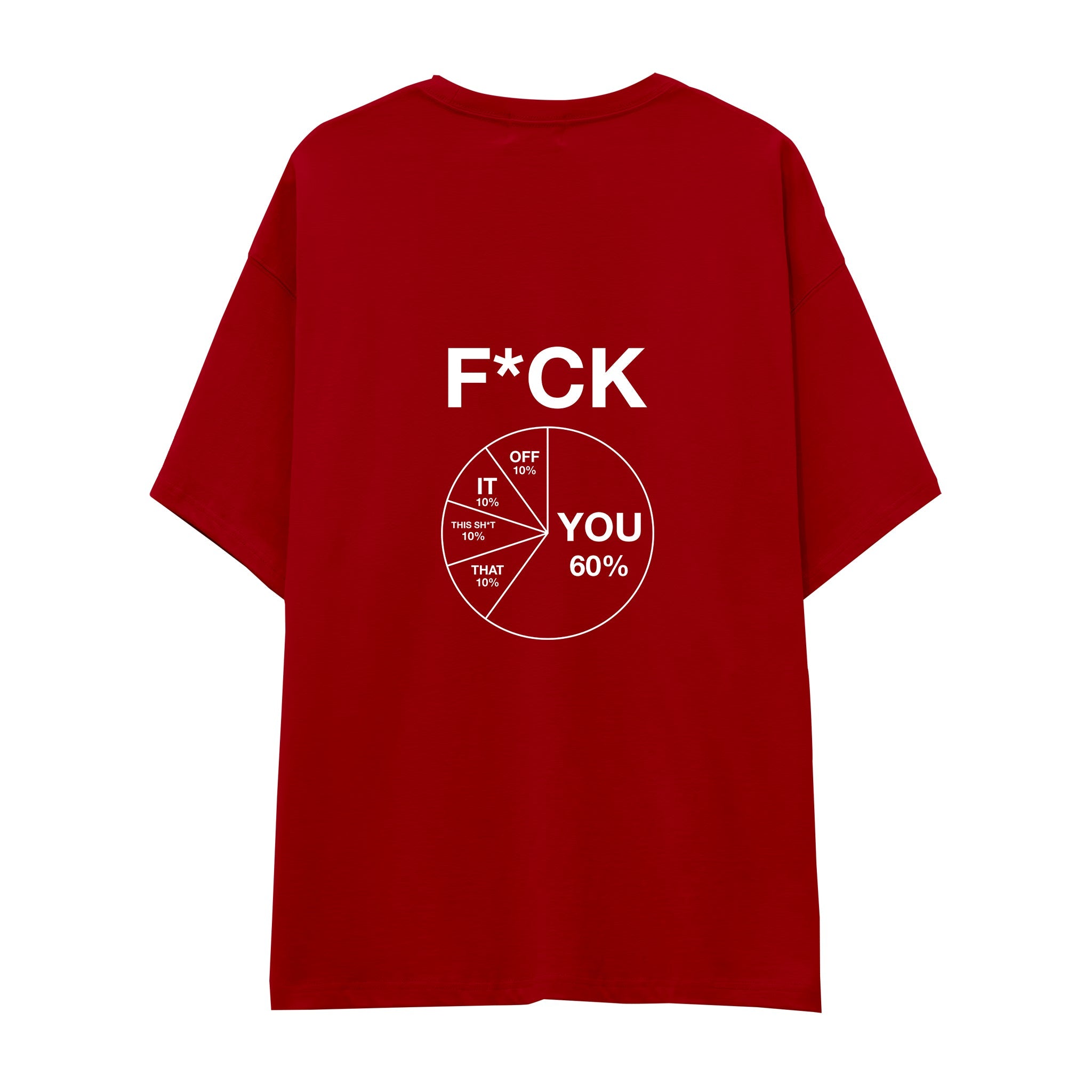 F*CK YOU Pie Chart Oversize Tişört – Kırmızı – sırt baskısı