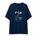 F*CK YOU Pie Chart Oversize Tişört – Lacivert – sırt baskısı