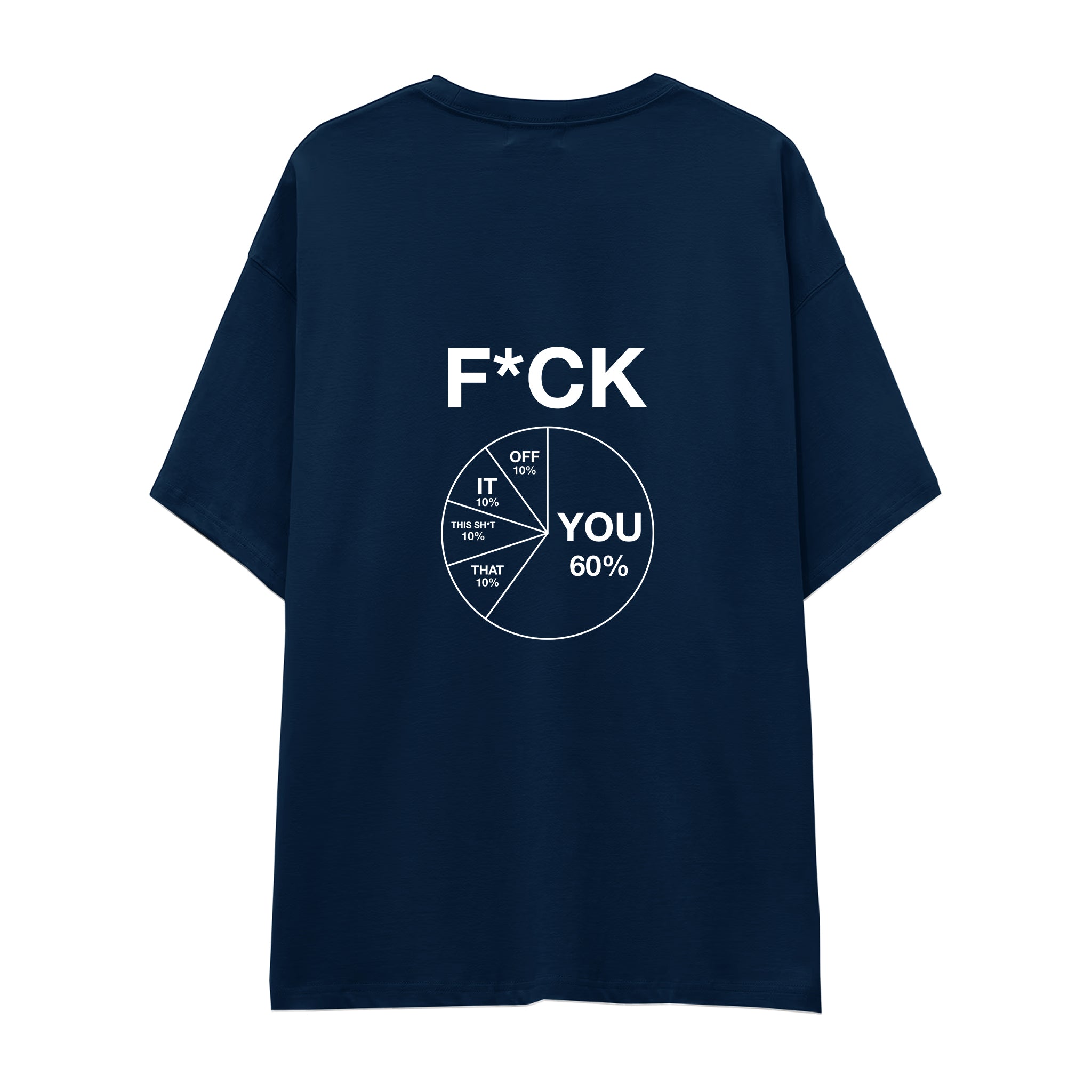 F*CK YOU Pie Chart Oversize Tişört – Lacivert – sırt baskısı