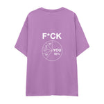 F*CK YOU Pie Chart Oversize Tişört – Lila – sırt baskısı