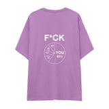 F*CK YOU Pie Chart Oversize Tişört – Lila – sırt baskısı