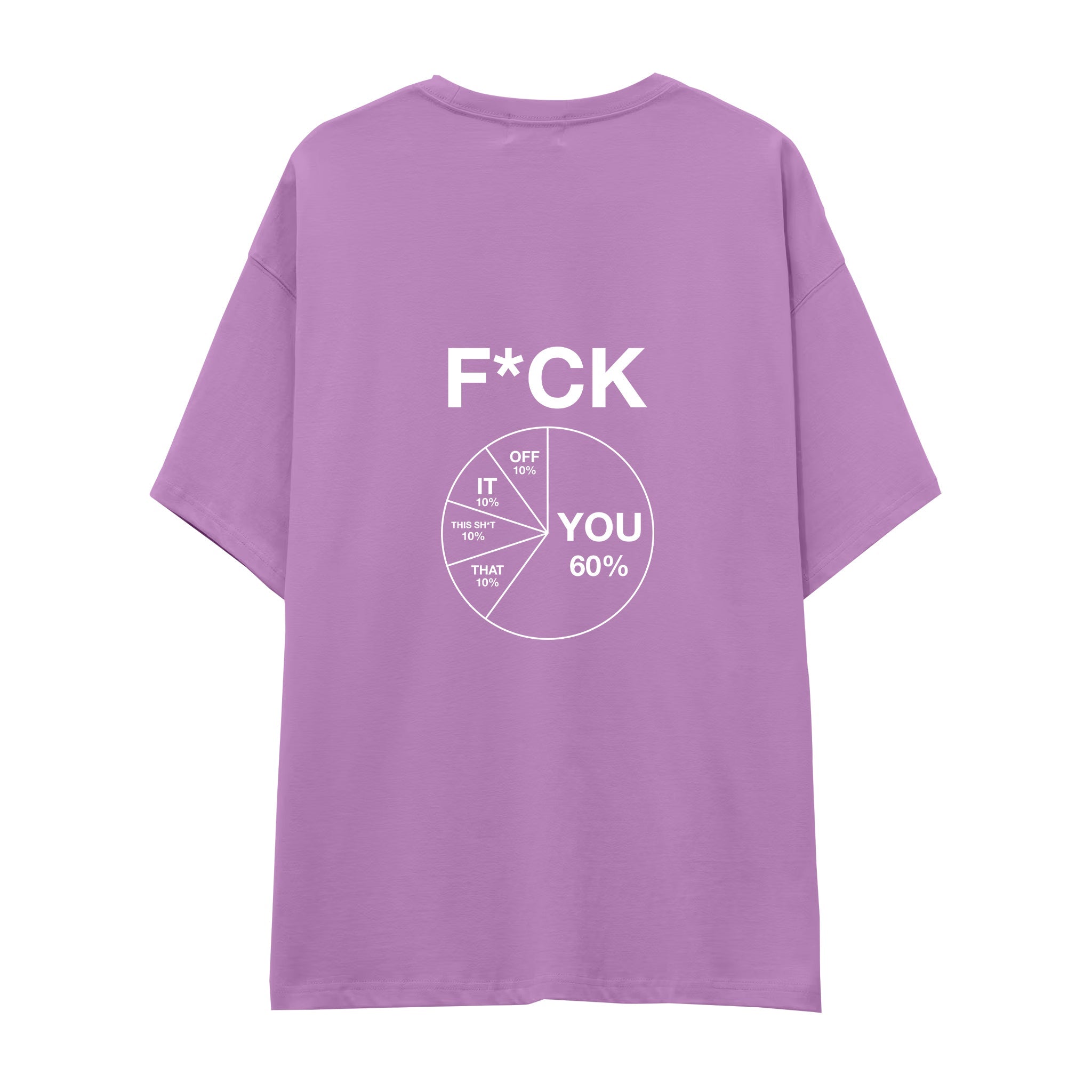 F*CK YOU Pie Chart Oversize Tişört – Lila – sırt baskısı