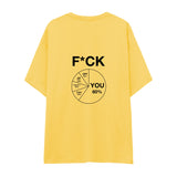 F*CK YOU Pie Chart Oversize Tişört – Sarı – sırt baskısı