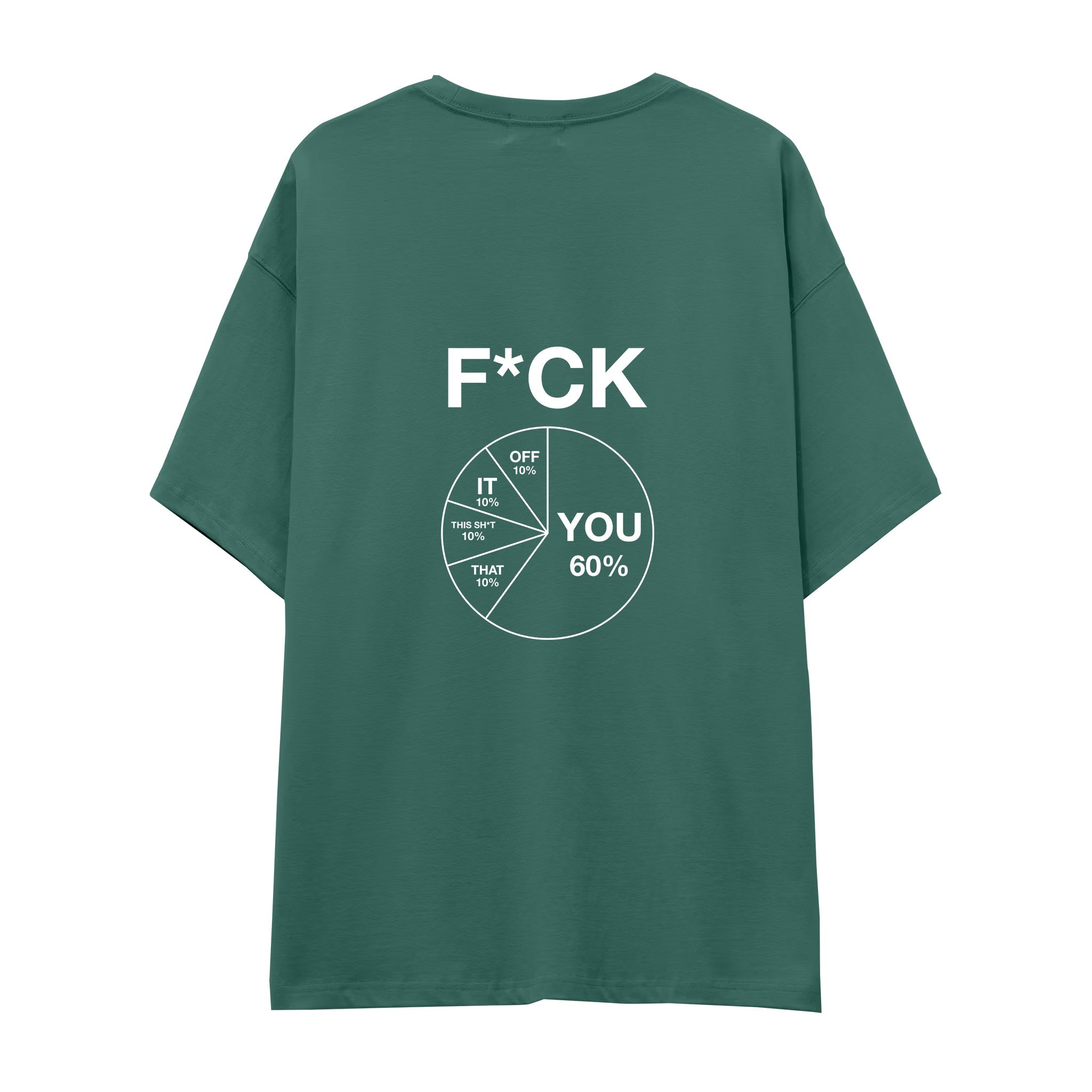 F*CK YOU Pie Chart Oversize Tişört – Yeşil – sırt baskısı