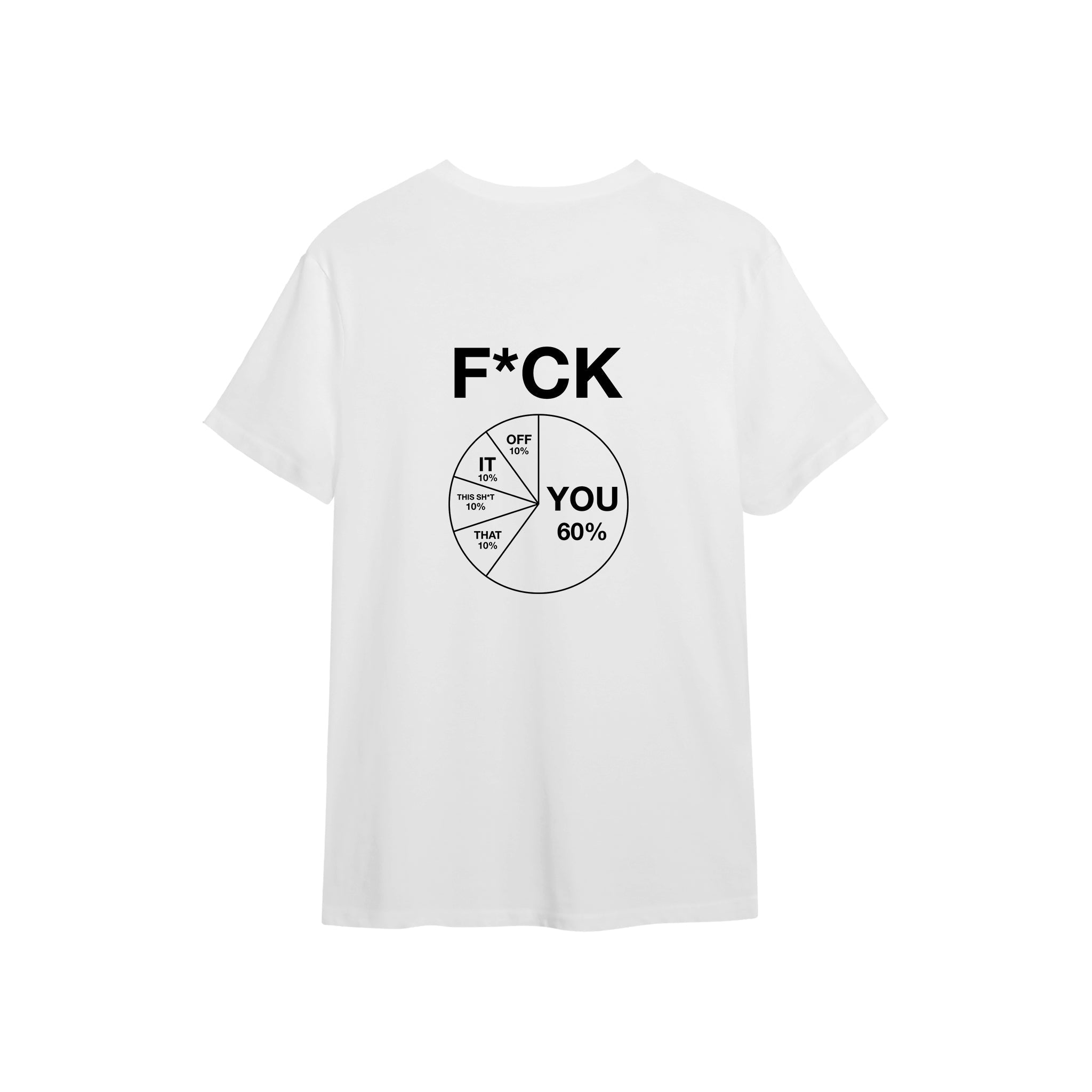 F*CK YOU Pie Chart Tişört – Beyaz – sırt baskısı