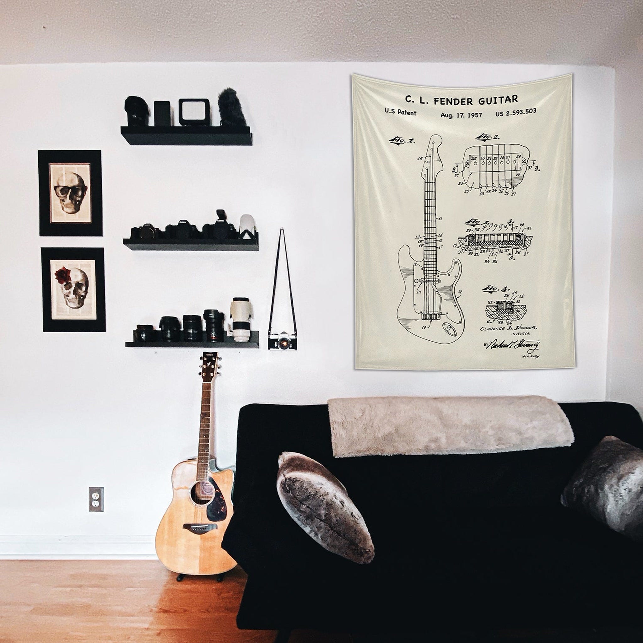 Fender Stratocaster Gitar Ivory Duvar Örtüsü