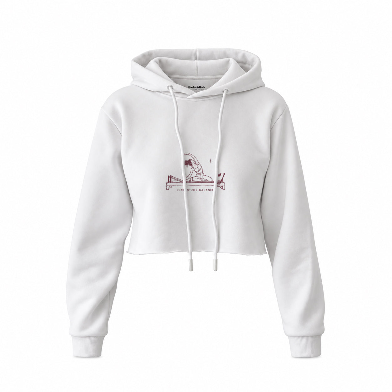 Find Your Balance crop hoodie — Beyaz, ön görünüm