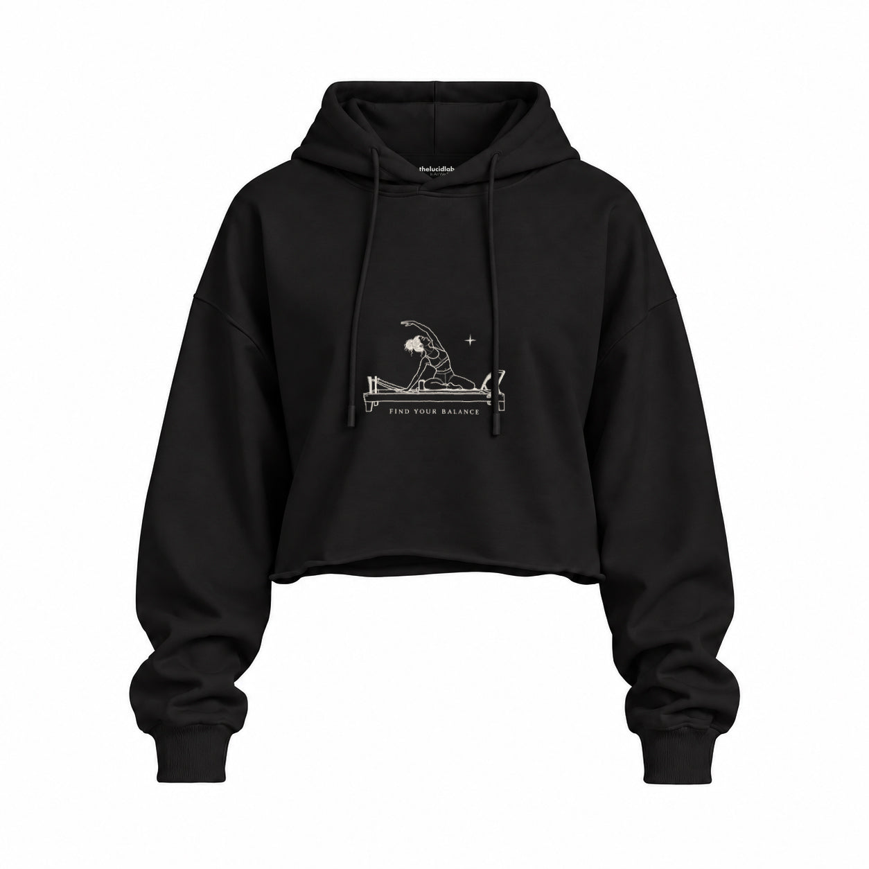 Find Your Balance oversize crop hoodie — Siyah, ön görünüm