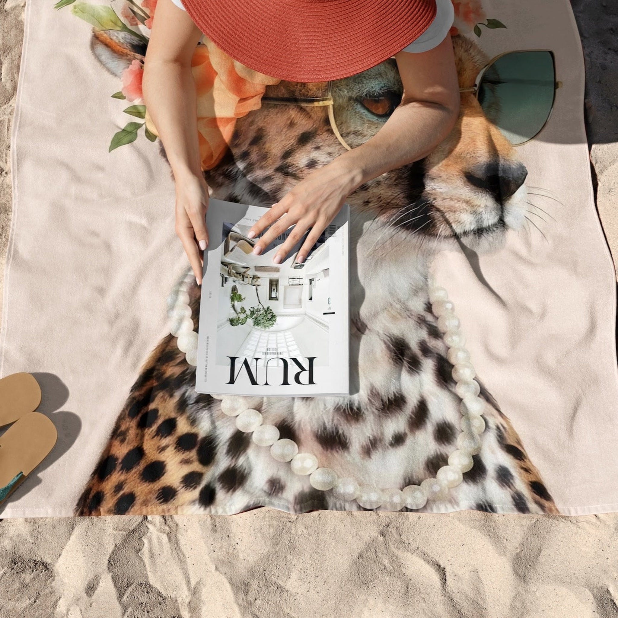 Floral Leopard Plaj Havlusu