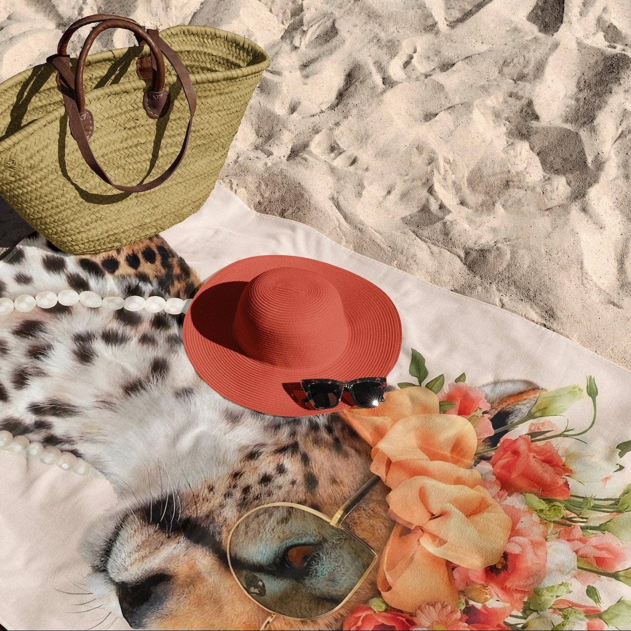 Floral Leopard Plaj Havlusu