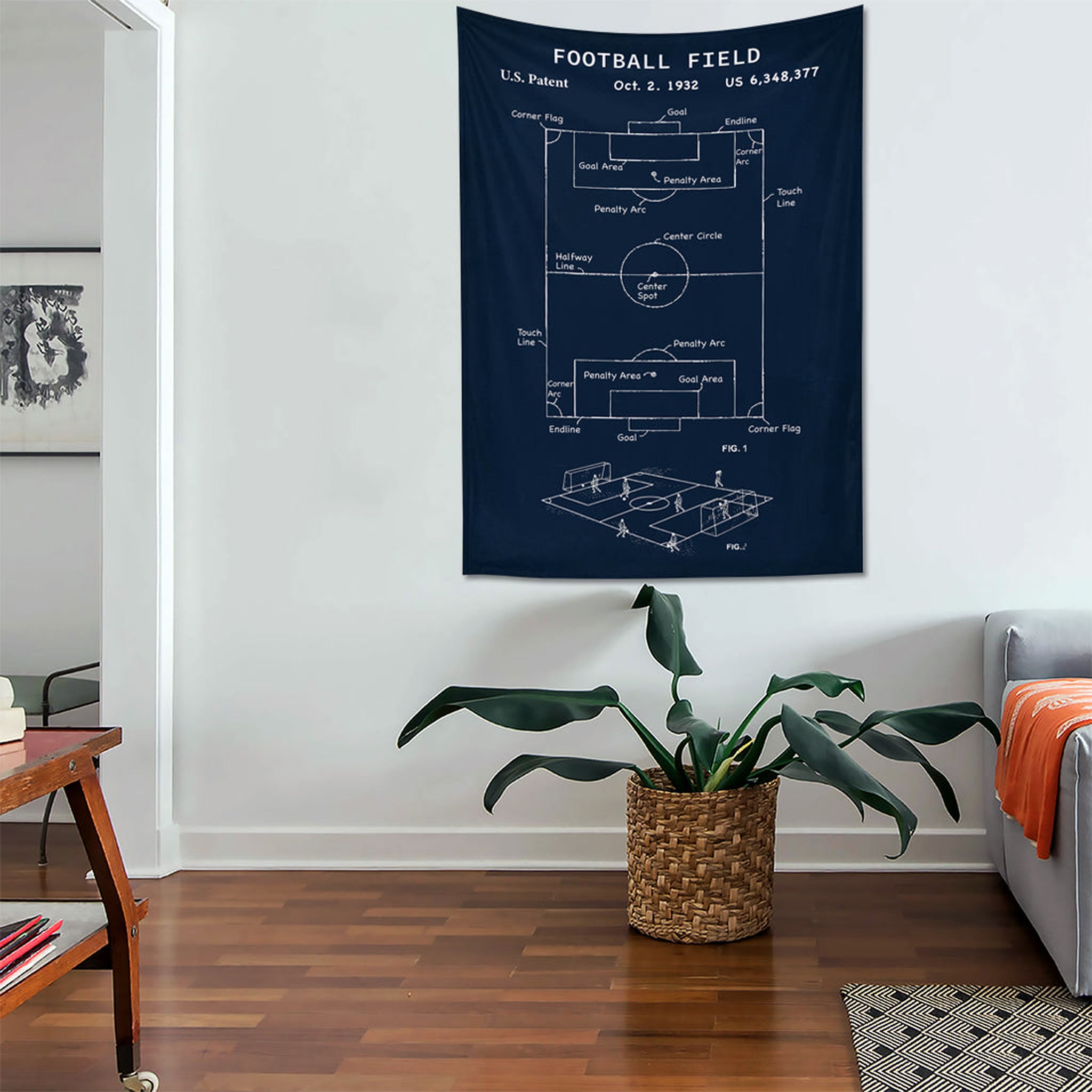Football Field Navyblue - Futbol Sahası Duvar Örtüsü