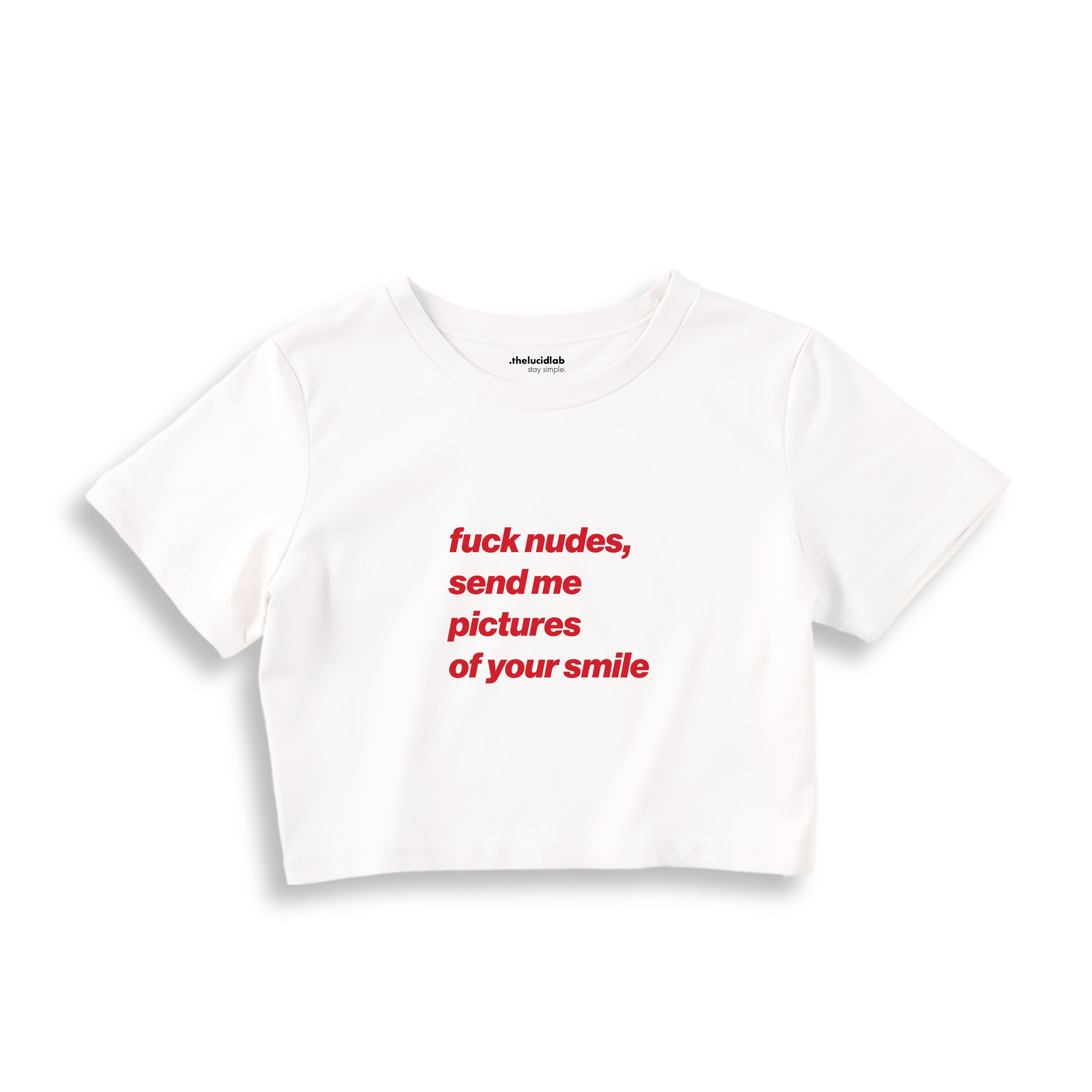 Fuck Nudes Crop Tişört - beyaz