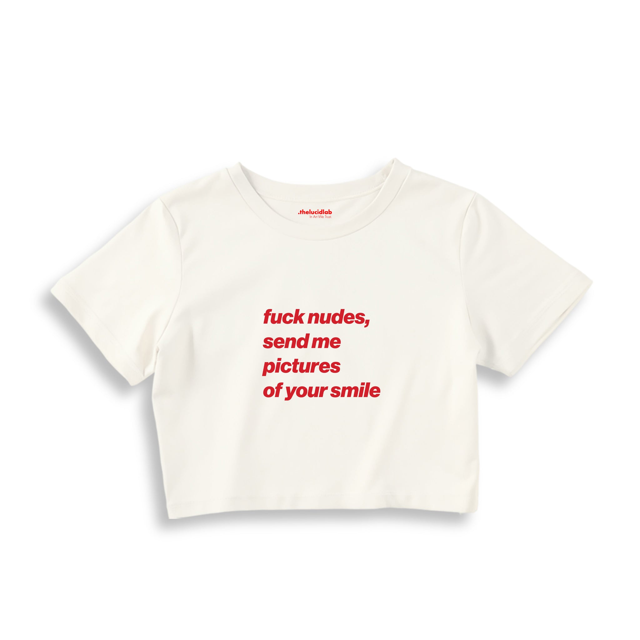 Fuck Nudes Crop Tişört — Ekru