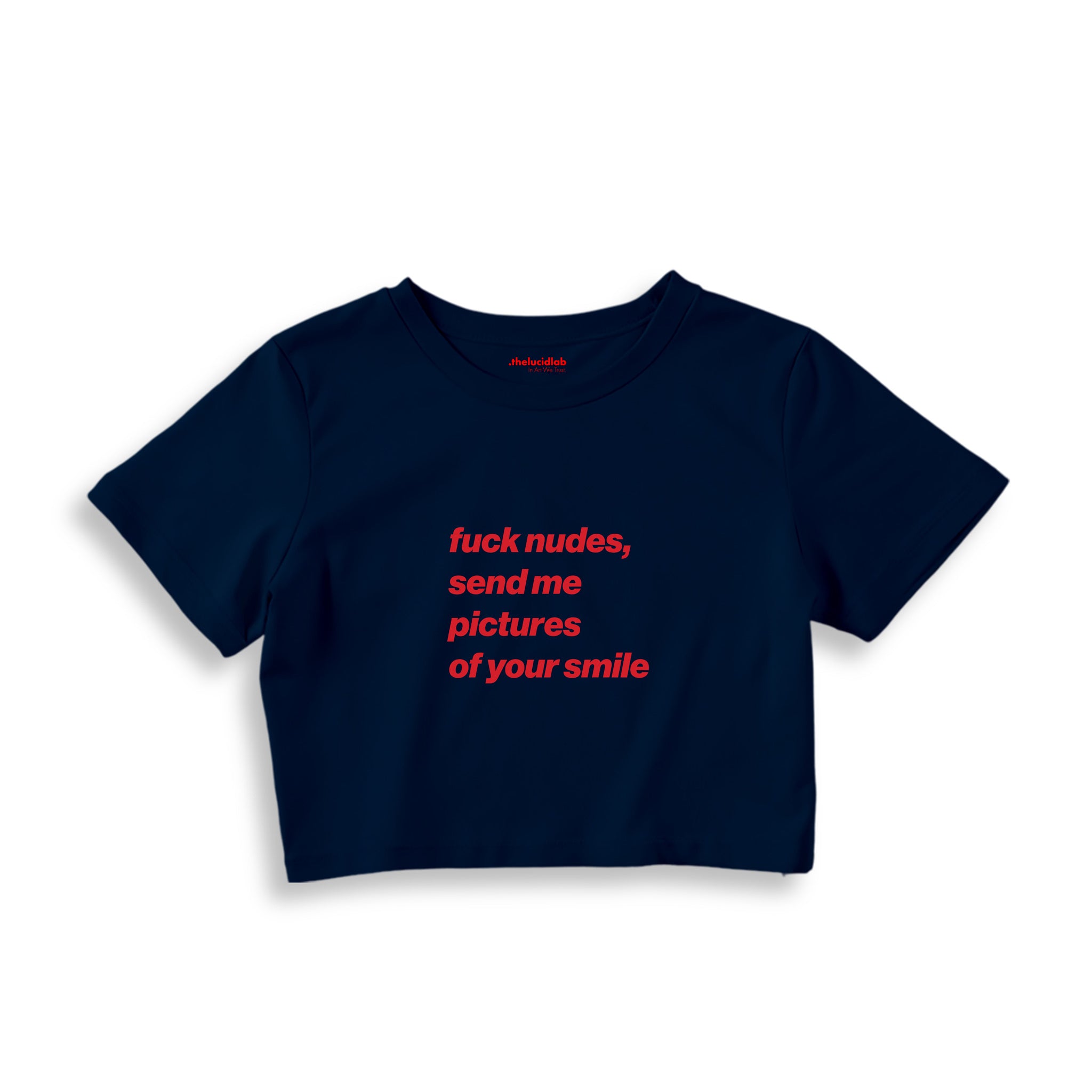 Fuck Nudes Crop Tişört — Lacivert