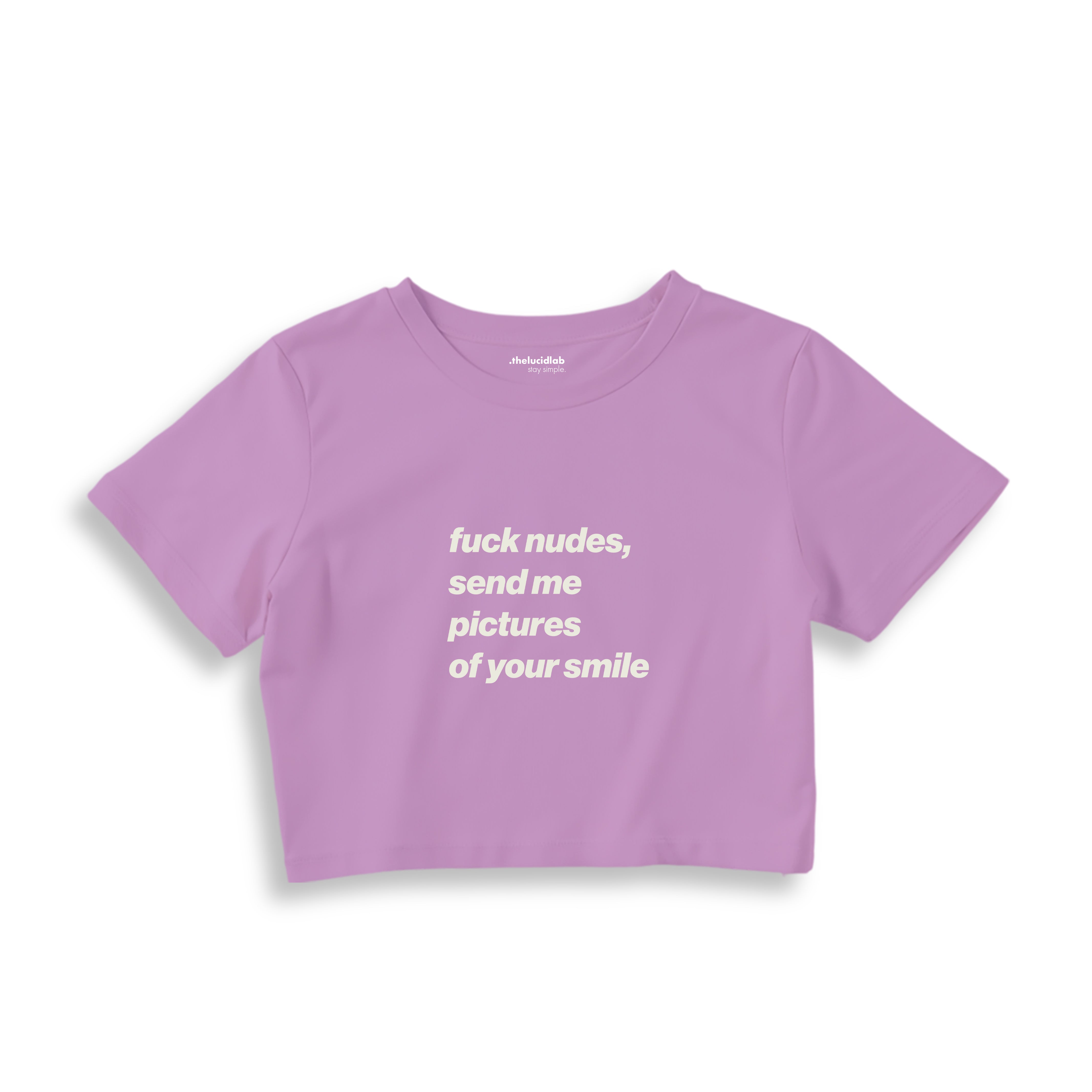 Fuck Nudes Crop Tişört - lila