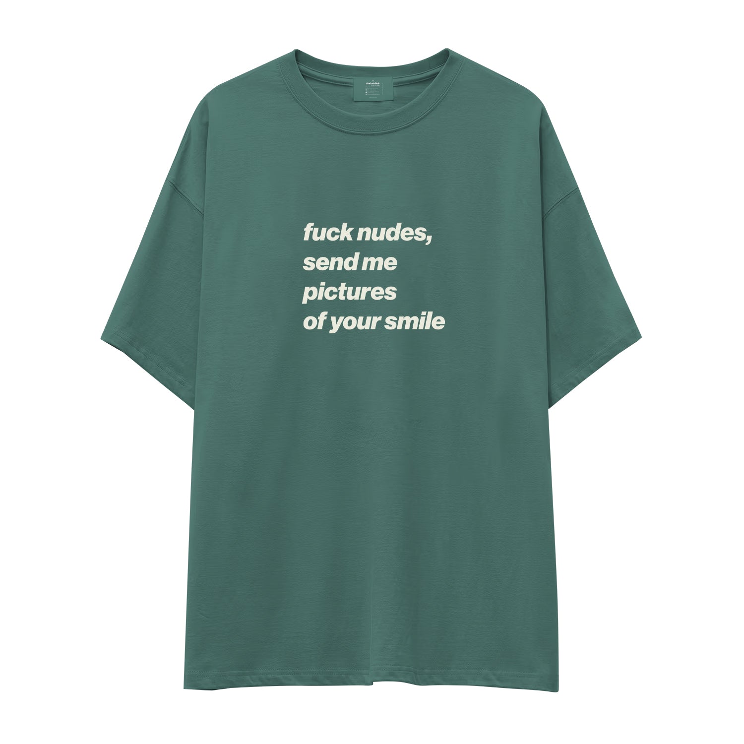Fuck Nudes Oversize Tişört - yesil