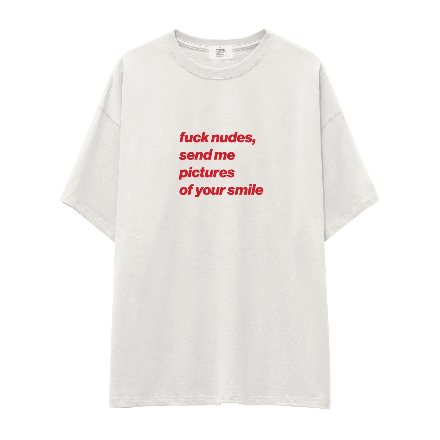Fuck Nudes Oversize Tişört - ekru